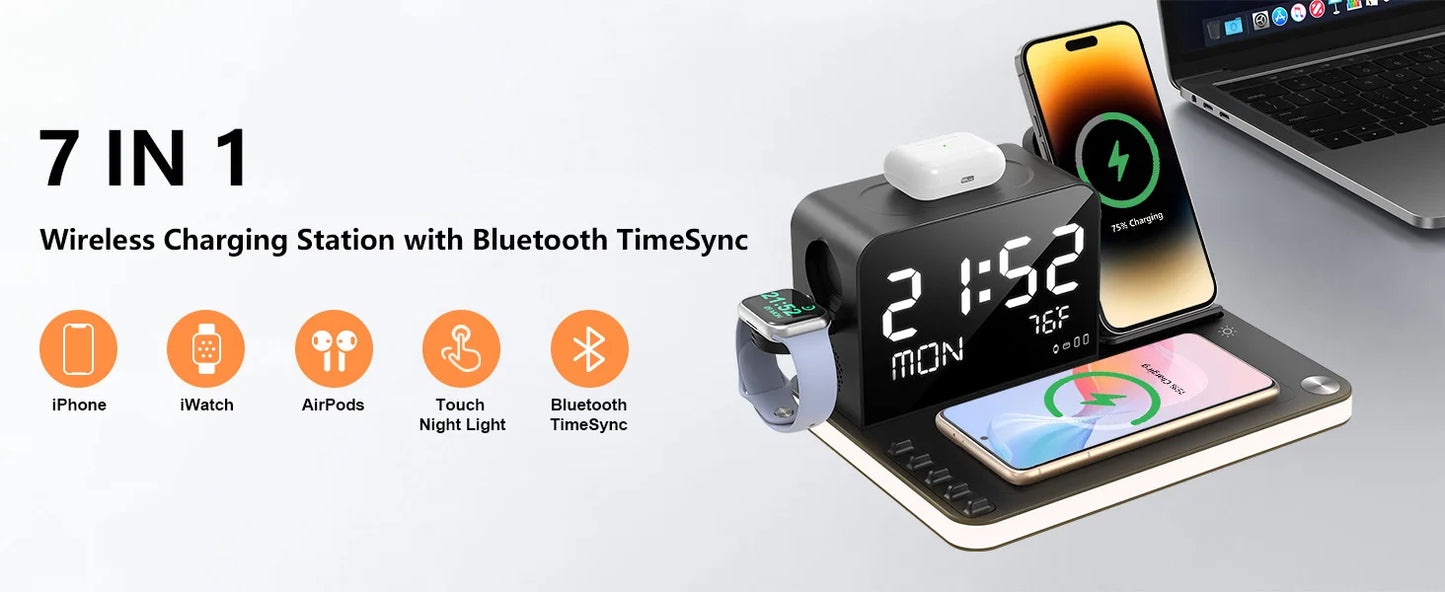 Dual iPhone Wireless Charging Station 7 in 1