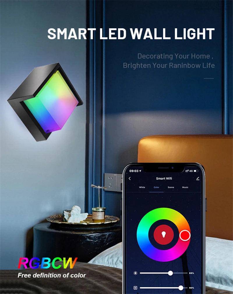 WIFI Outdoor LED Wall Lamp - Waterproof - APP - RGB Dimming