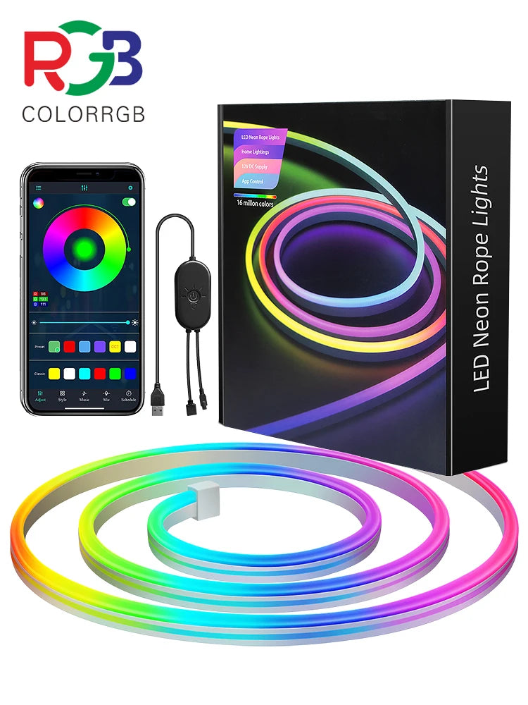 Flexible Led Neon RGB Rope Light - Music Sync - App Control