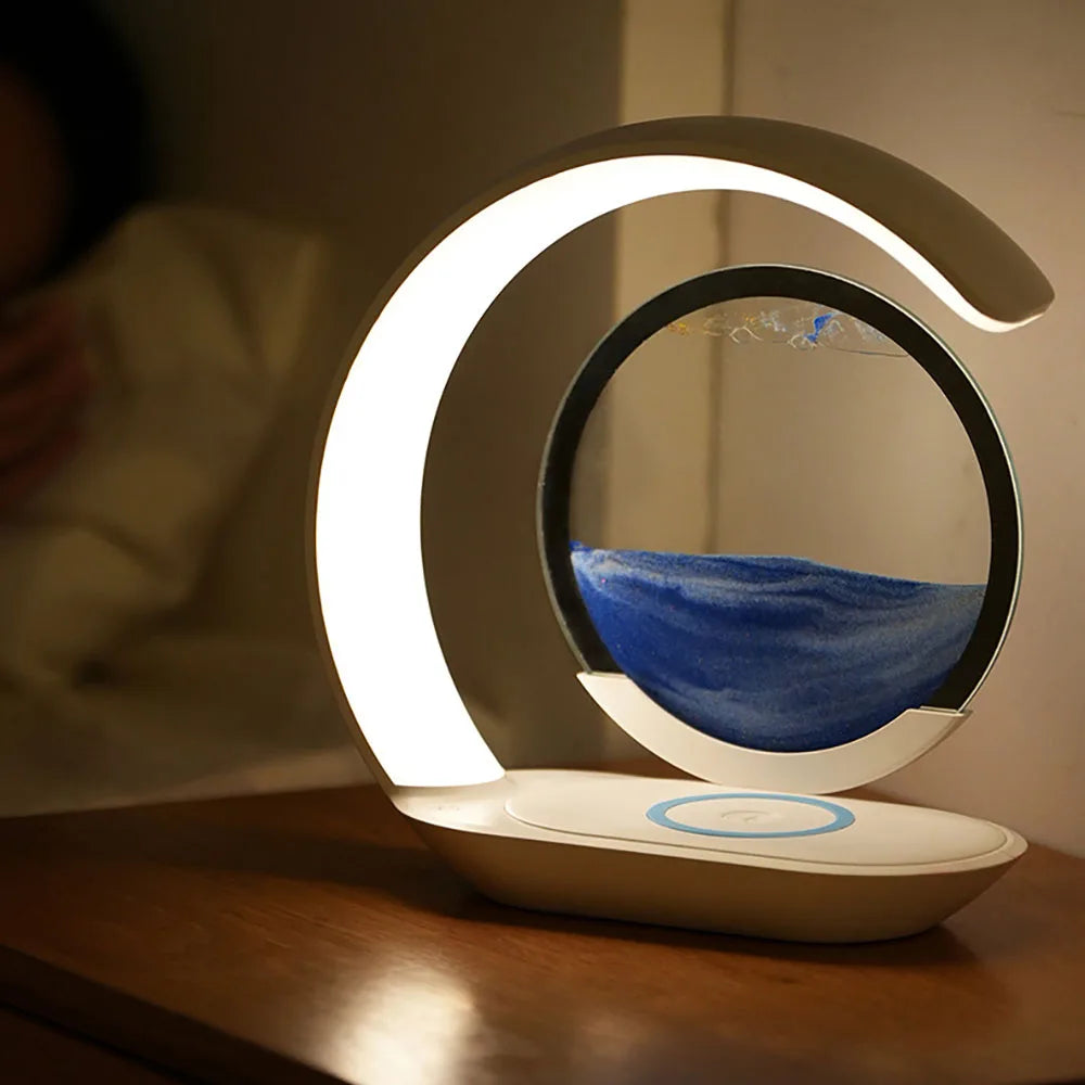 Quicksand Lamp with USB Wireless Charging