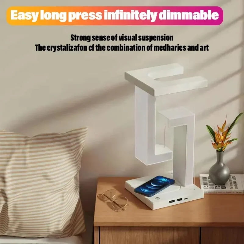 Anti Gravity LED Night Light with Wireless Charger Pad Stand