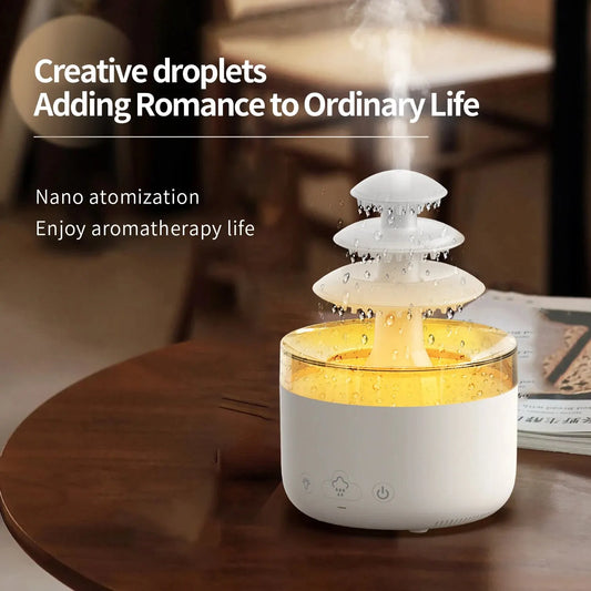 Cloud Rain Air Humidifier - White Noise - Essential Oil Aromatherapy - USB - Colorful Light