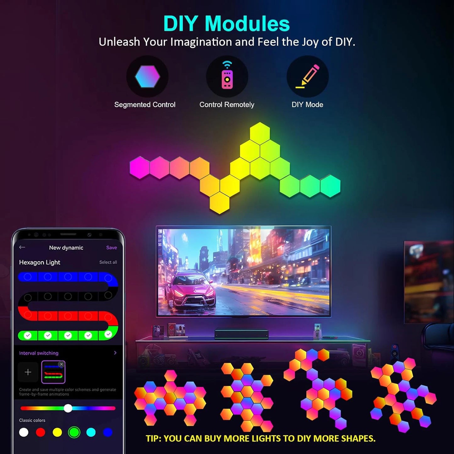 Hexagon Lights - RGB Panel - Smart APP - Music Sync