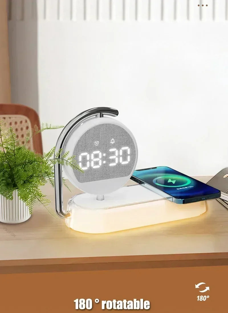 Wireless Charger with 360° Rotate Clock Alarm