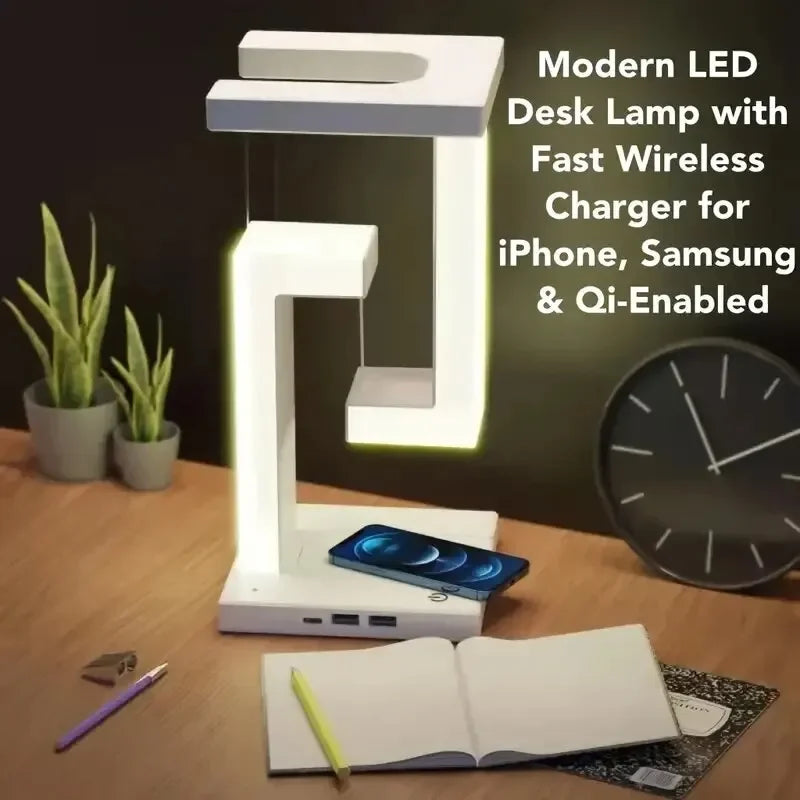 Anti Gravity LED Night Light with Wireless Charger Pad Stand