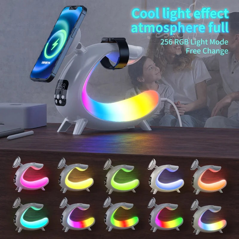 Multifunctional Magnetic Wireless Charger - Alarm Clock - Speaker - RGB Night Light