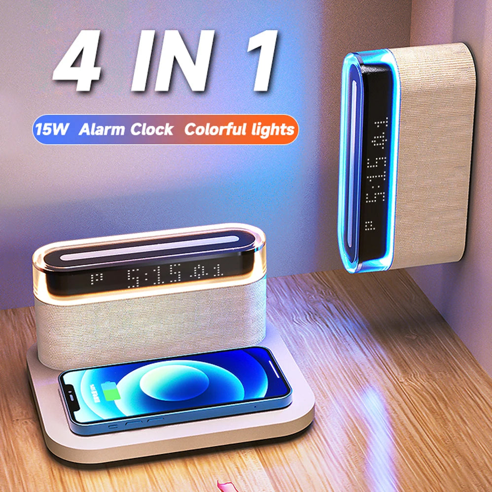 Multifunction Qi Wireless Charger - Ambient Light - Alarm Clock - Speaker