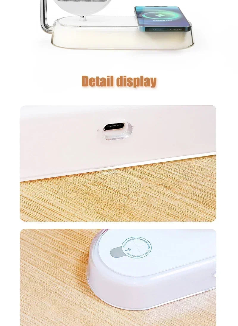 Wireless Charger with 360° Rotate Clock Alarm