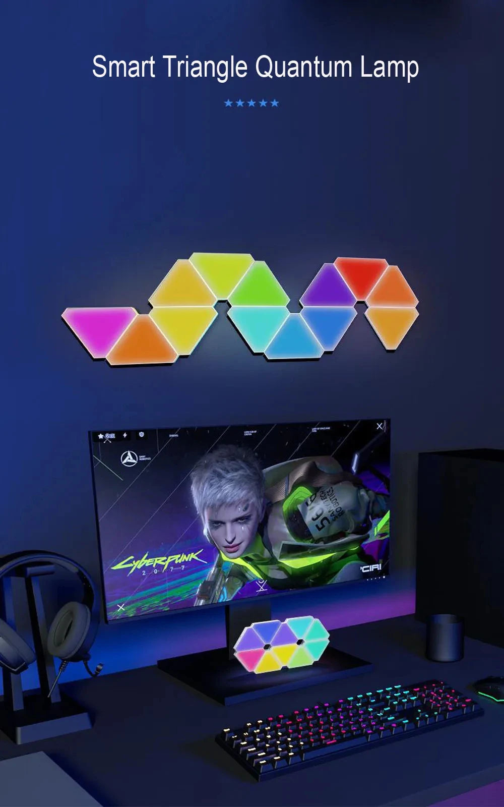 Home RGB Wall Lamp LED Triangle APP Control Quantum Light Suitable For TV Background, Game Room Decoration, Night Light