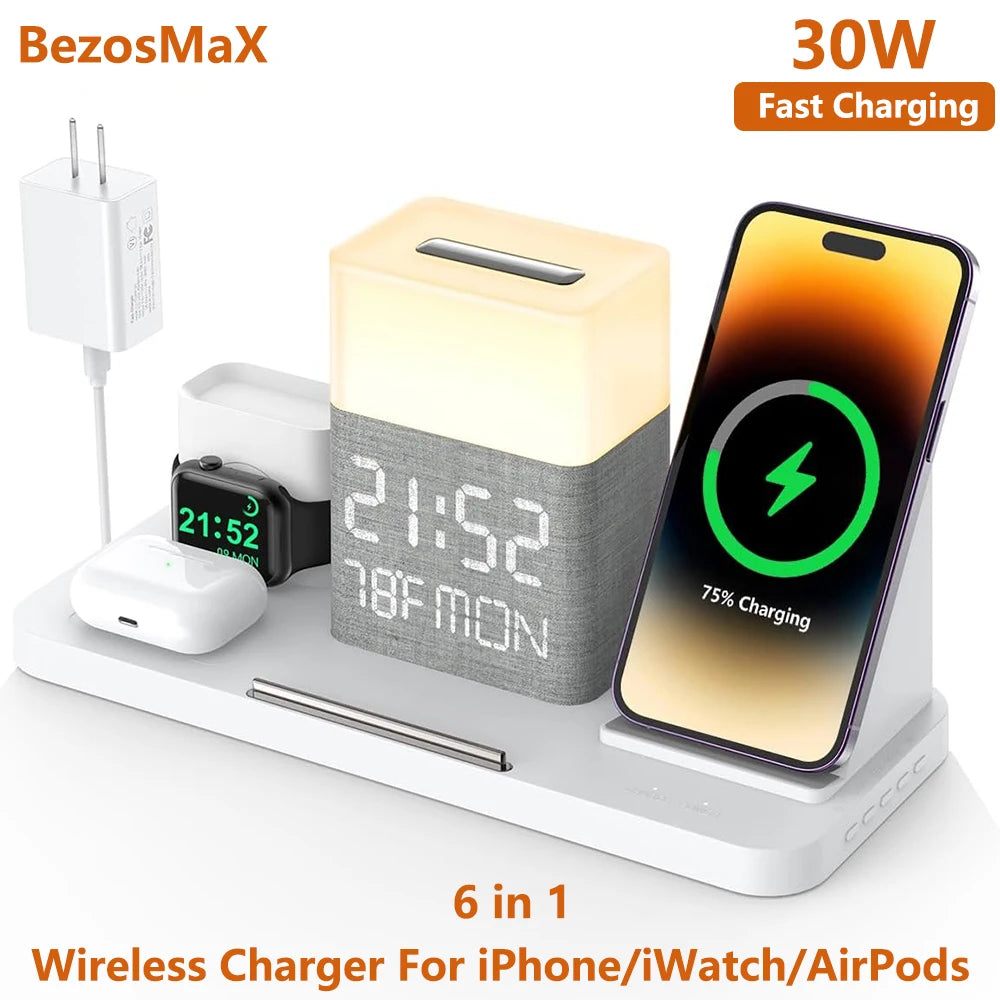 7 in 1 Wireless Charging Station with Dual iPhone Fast Charger