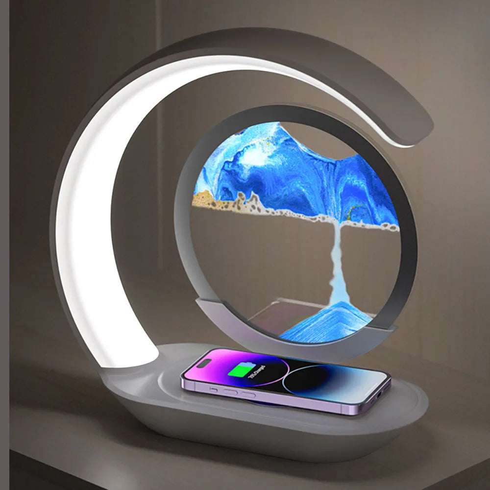 Quicksand Lamp with USB Wireless Charging