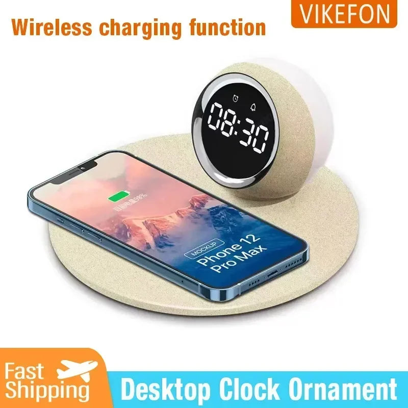 Wireless Charger with 360° Rotate Clock Alarm