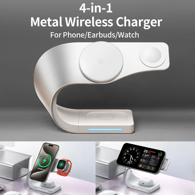 4 in 1 Metal Shell Wireless Charger for iPhone