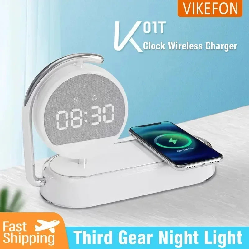 Wireless Charger with 360° Rotate Clock Alarm