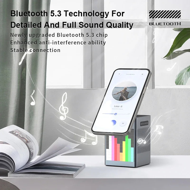 Magnetic Multifunction Wireless Charger - Bluetooth Speaker - Alarm Clock