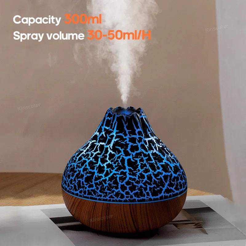 300ml Volcano Air Humidifier - USB - 7 Colors Night Light