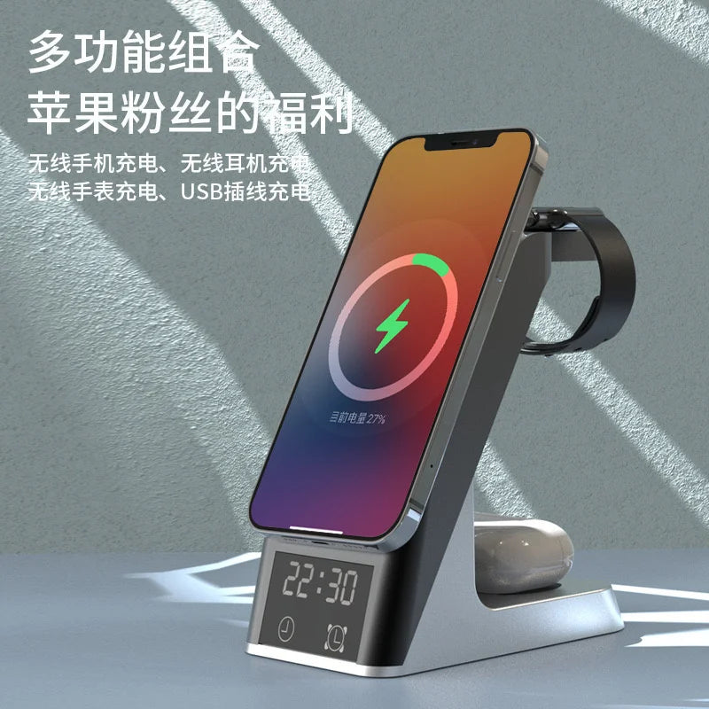 Multifunction magnetic wireless charger - Clock display