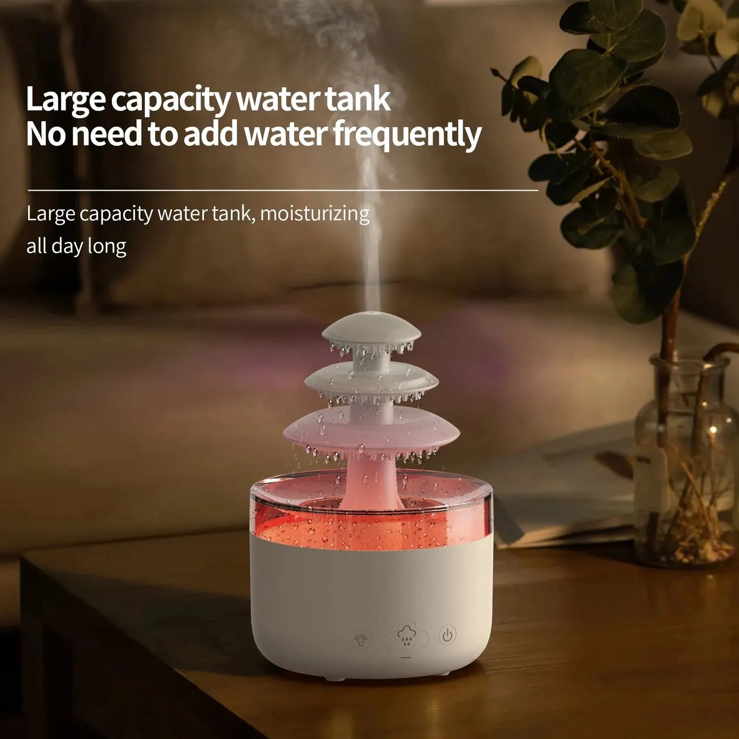 Cloud Rain Air Humidifier - White Noise - Essential Oil Aromatherapy - USB - Colorful Light