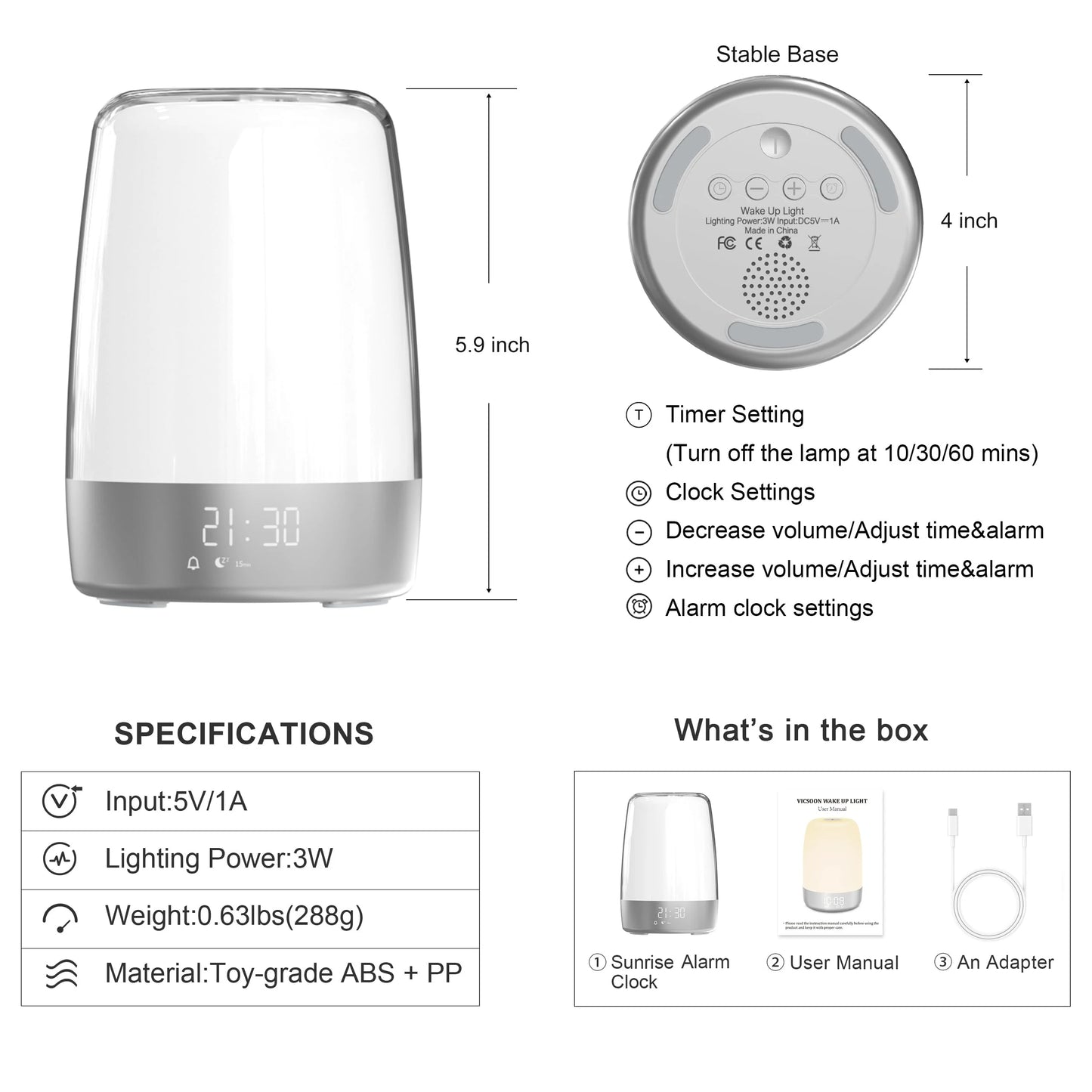 Sunrise Alarm Clock - Dimmable Ambient Touch