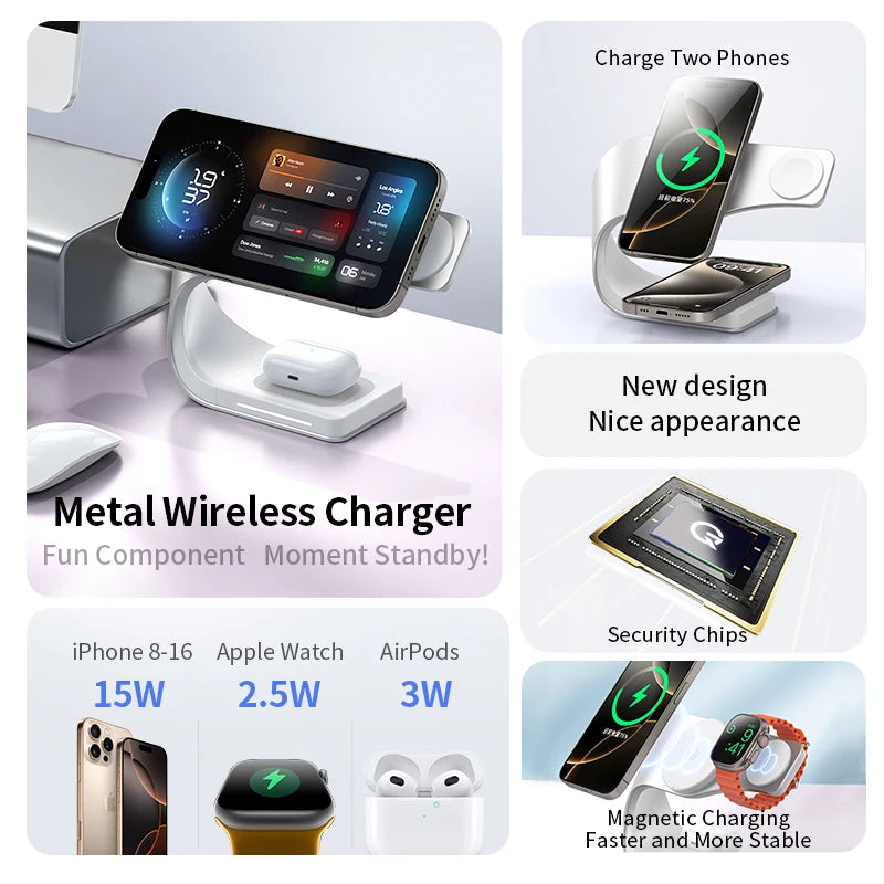 4 in 1 Metal Shell Wireless Charger for iPhone