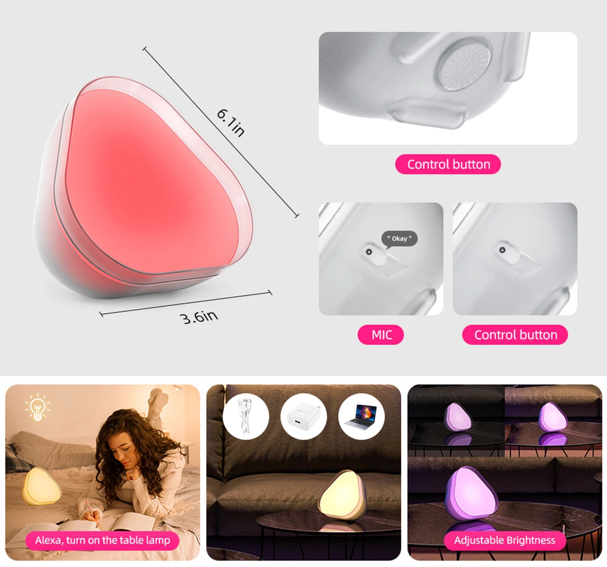 LED RGB Dimmable Night Light - Music Sync