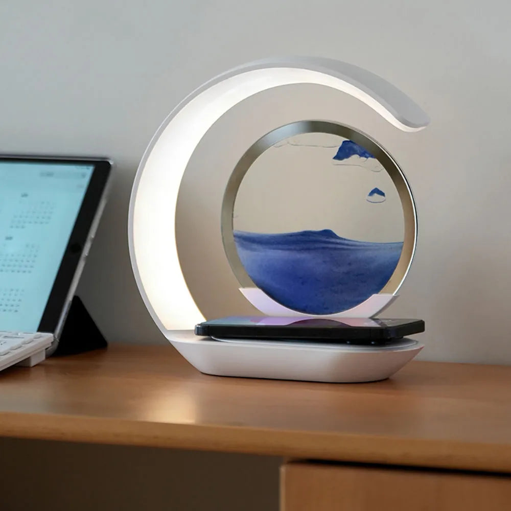 Quicksand Lamp with USB Wireless Charging