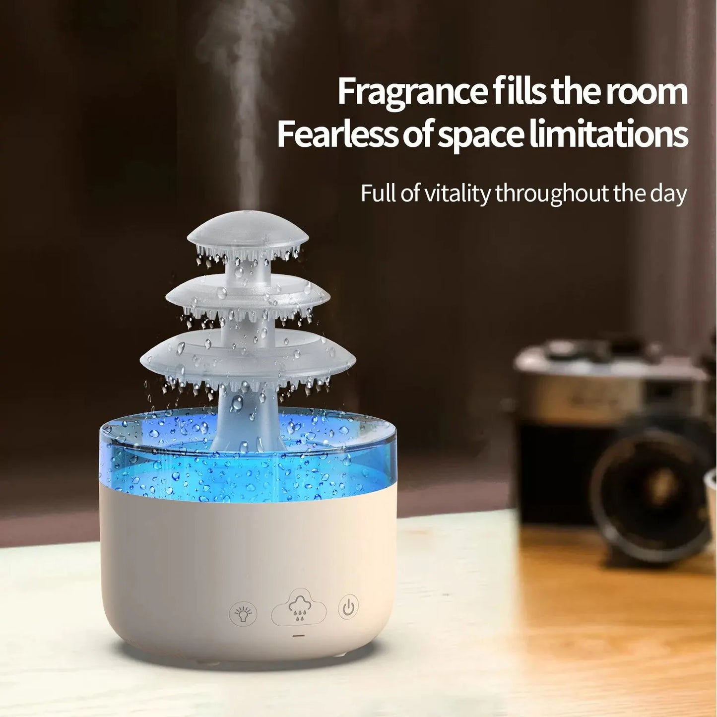 Cloud Rain Air Humidifier - White Noise - Essential Oil Aromatherapy - USB - Colorful Light