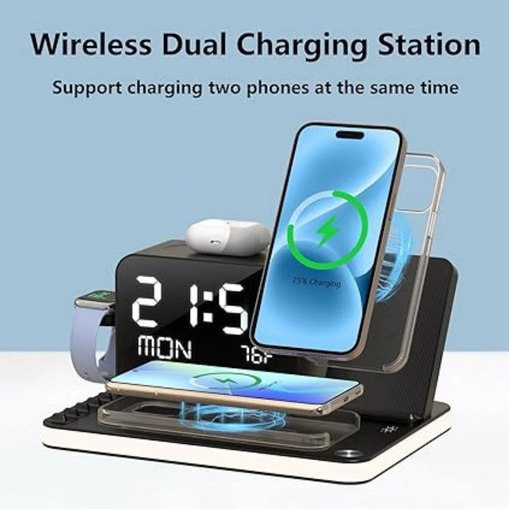 Dual iPhone Wireless Charging Station 7 in 1