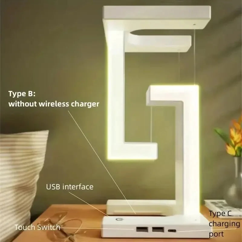 Anti Gravity LED Night Light with Wireless Charger Pad Stand