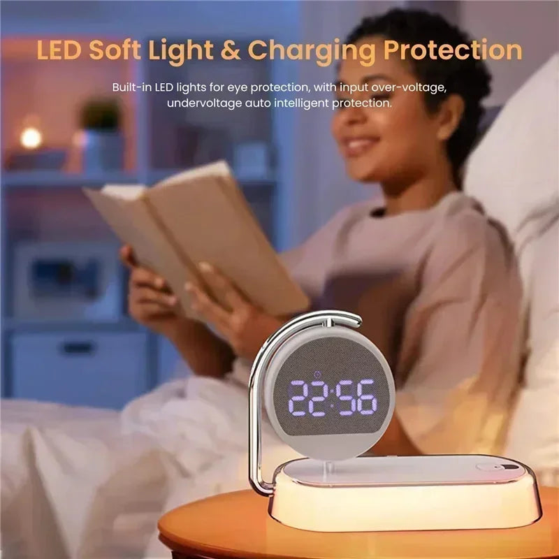 Wireless Charger with 360° Rotate Clock Alarm